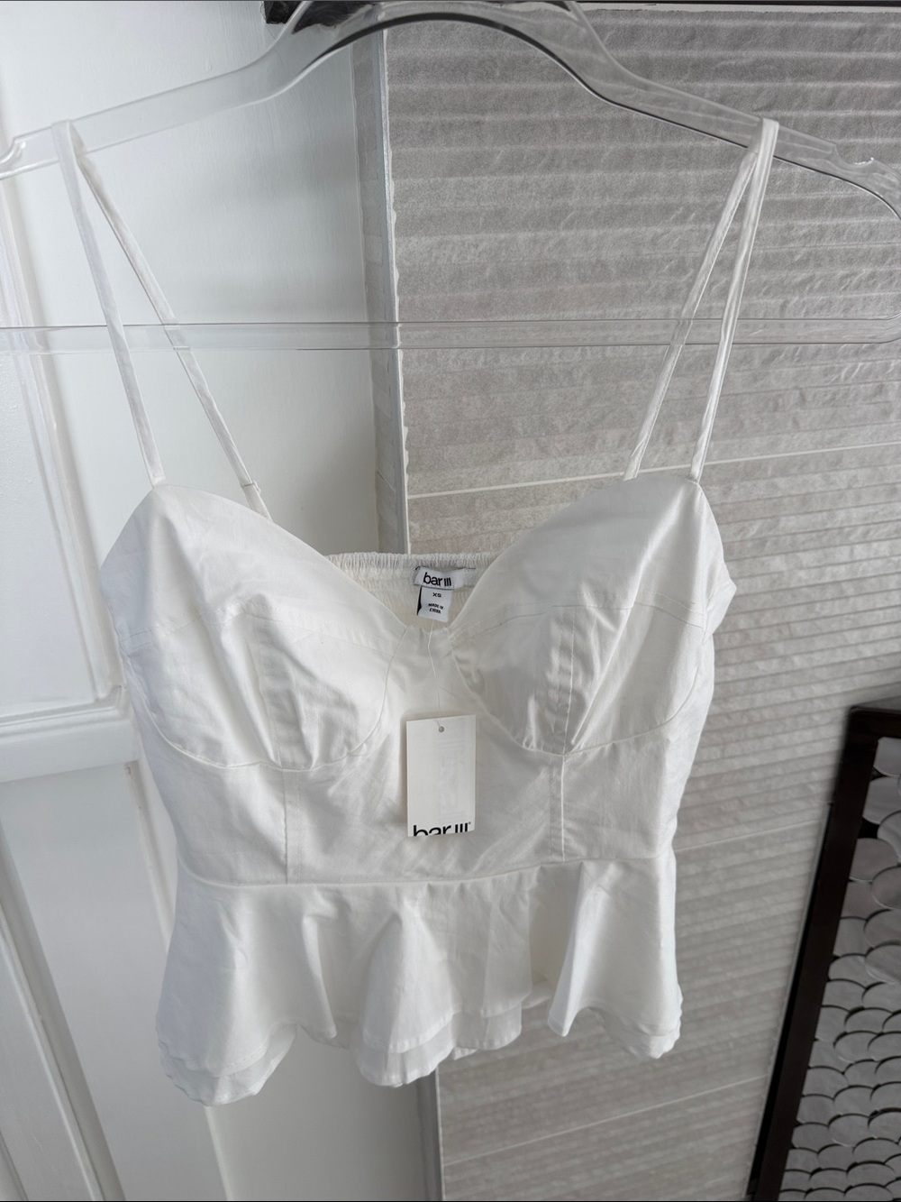Bar III White Peplum Bustier Cami Top